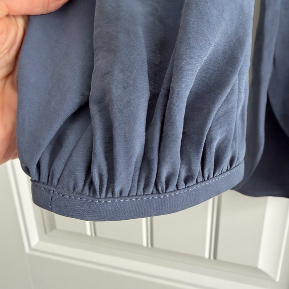 Silvia Tcherassi Triora Split Collar Blouse Top Women's Size XS Blue Embroidered - Picture 7 of 12